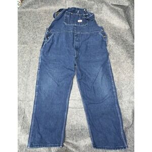 Round House Overalls Mens 54x30‎ Blue Denim Farmer Bibs- Nice Condition (2Z)